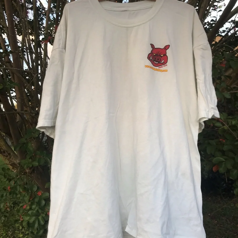 Red pigs fishing T shirt plus size - Picture 2 of 4